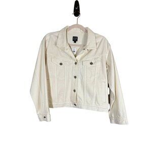 Gap Denim Jacket L White Western Boho Hippie Neutral Minimalist Classic Chic 80s